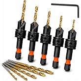 Pylevemv 11Pcs Countersink Drill Bit Set, Adjustable Titanium HSS Wood Bits | Includes #4, #6, #8, #10 and #12 Sizes with a 1/4 Inch Hex Shank for Furniture, Cabinets, Carpentry And DIY Wood Projects