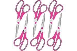 Pink Scissors Pack, Rkqoa 8" All Purpose Scissor - High Performance and Designed for Everyday use, Stainless Steel Shears Set with Comfort Grip, Right/Left Handed