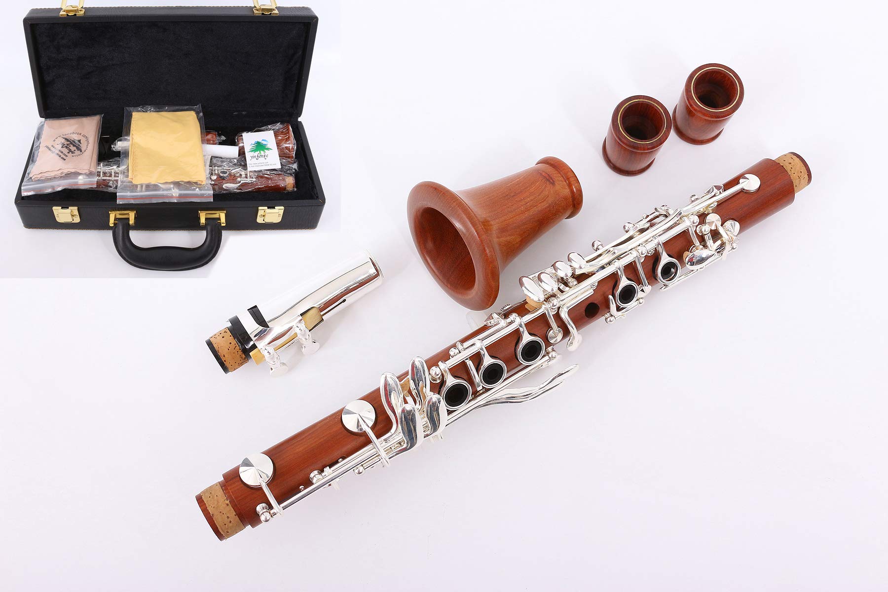 Yinfente Intermediate Eb Clarinet Rosewood wood Body Silver Plate Eb Key 17 key Case + Reeds + Pads Eb flat