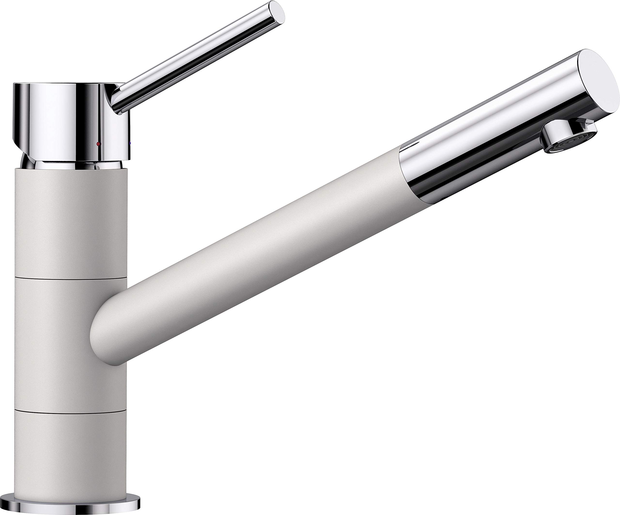 BLANCO KANO – Two-coloured Single-lever Kitchen Mixer Tap – with 360° Swivel Range – Chrome / SILGRANIT White – 525030