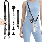 Cell Phone Lanyard Crossbody Teacher -1 Adjustable Phone Strap Anti-theft with 2 Mini Swivel Metal Tether Tabs & 3 Metal Spring D Rings for Hanging Keys/Wallet, 1 Wrist Strap, 1 Retractable Badge Reel