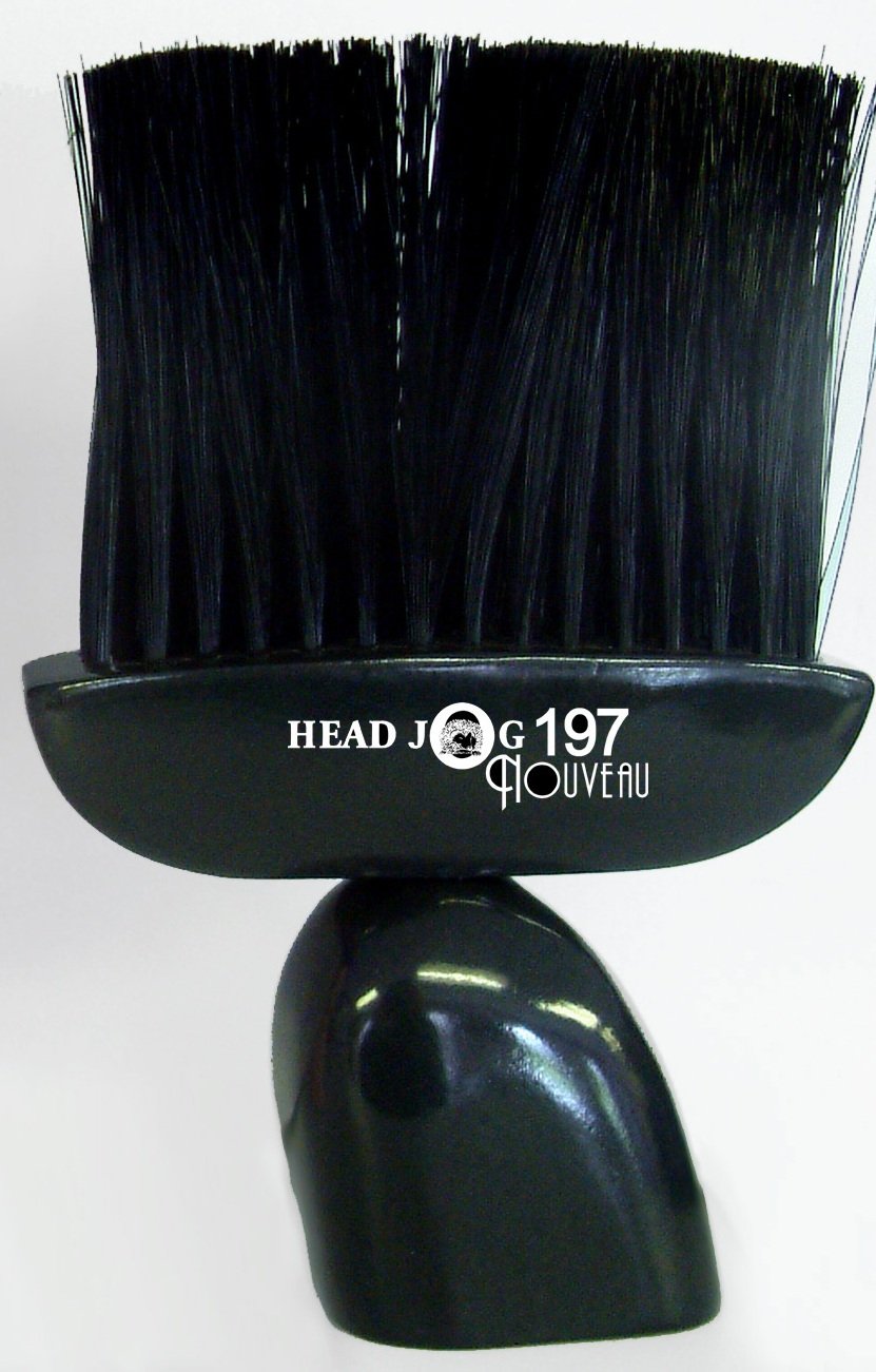 Head Jog 197 Powder Black Barber Brush, Neck Brush For Hairdresser, Professional Barber Neck Duster For Cleaning Hair Clipping Removal Barber Gifts, Accessories For Barbers And Hairdressers Flat Base