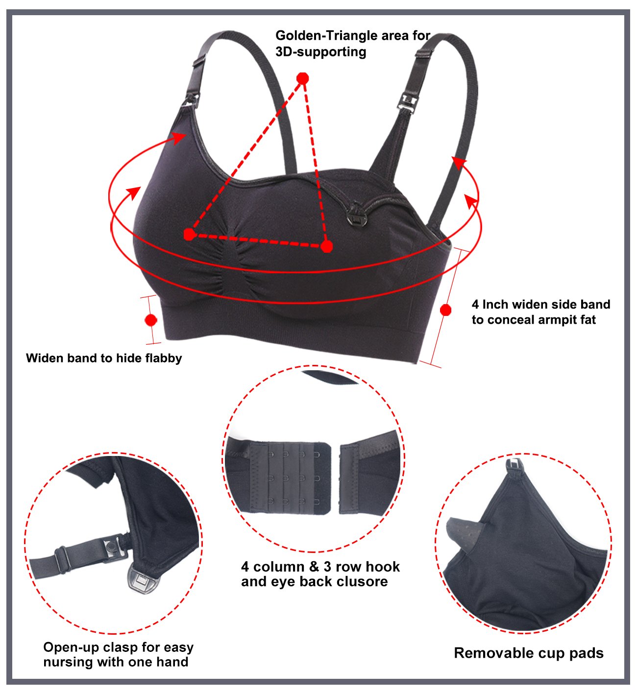 LYSHION 2-Pack Nursing Bra - Full Bust Seamless Nursing Maternity Breastfeeding Bras with High Elasticity and Width Adjustable