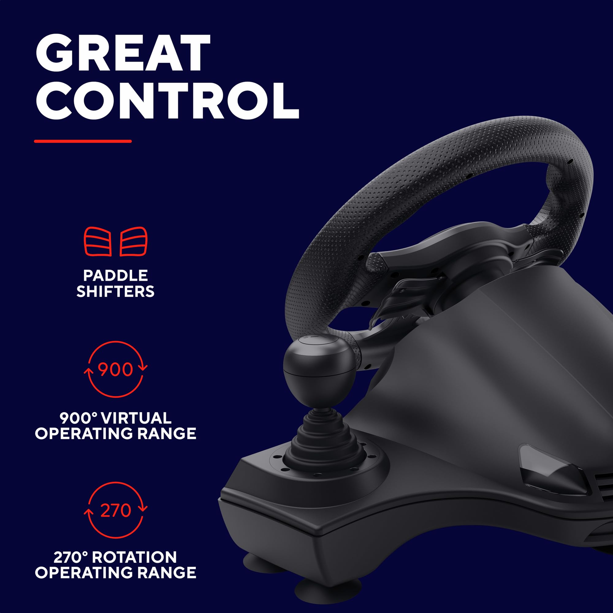 Trust GXT 289 Movi Gaming Lenkrad PC, Xbox Series X/S, PS4, Nintendo Switch, Racing Wheel mit Pedalen, Schaltwippen, Schalthebel, Vibrationsfeedback, Sim Racing Farming Simulator / F1 / Gran Turismo 4