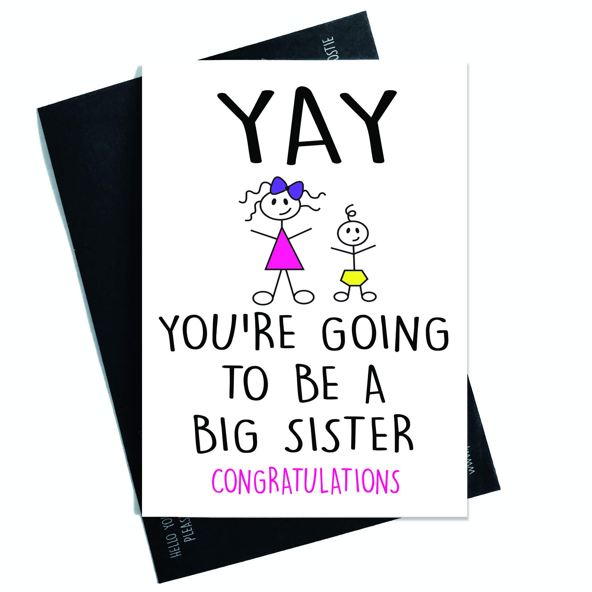 Wall Smart Designs Pregnancy Announcement Card - Going to Be A Big Sister - Daughter - New Baby Announcement - Congratulations Card - PC83