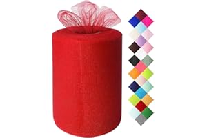 MIGLORIA Red Tulle Fabric Roll 6 Inch X 300 FT (100 Yards) Matte Tulle Ribbon Netting Mesh Spool for DIY Tutu Skirt Wedding Bow Gift Wrapping Baby Shower Christmas Party Halloween Decorations