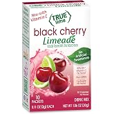 True Lime Black Cherry Limeade Powdered Drink Mix Packets, 10 ct | Non-GMO, gluten free, low calorie water enhancer, no artificial sweeteners, 50% Daily Vitamin C