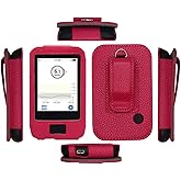 Fitted Leather Case W/Screen Protector (Includes Lanyard) for Dexcom Receiver G6 CGM (HOT Pink)
