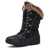 GLOBALWIN Women's Snow Boots Waterproof Mid-Calf Winter Boots with Thermal Fleece Lining, Insulated Cold Weather Protection, and Non-Slip Sole for Snowy Commutes