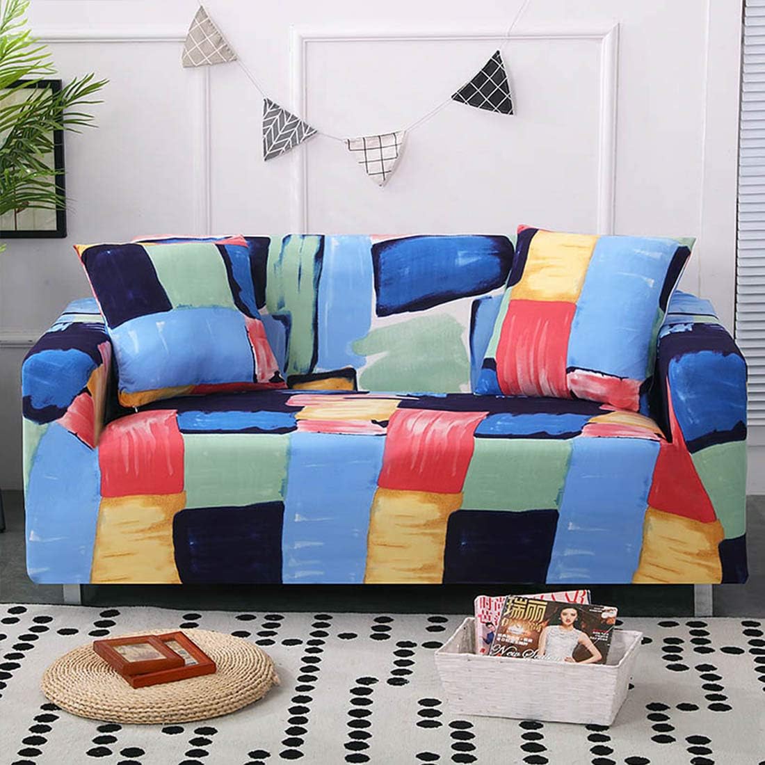 Seago Stretch Large Sofa Slipcovers Print Sofa Cover Fitted