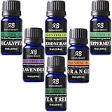 Radha Beauty Aromatherapy Top 6 Essential Oils 100% Pure & Therapeutic grade - Basic Sampler Gift Set & Premium Kit - 6/10 Ml (Lavender, Tea Tree, Eucalyptus, Lemongrass, Orange, Peppermint)
