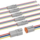 Newdeli Deutsch 4 Pin Connector Kit Waterproof Electrical Connector 16 AWG Male and Female Automotive Wire Connectors for Car Truck Boat, Dt Connector 6 Sets