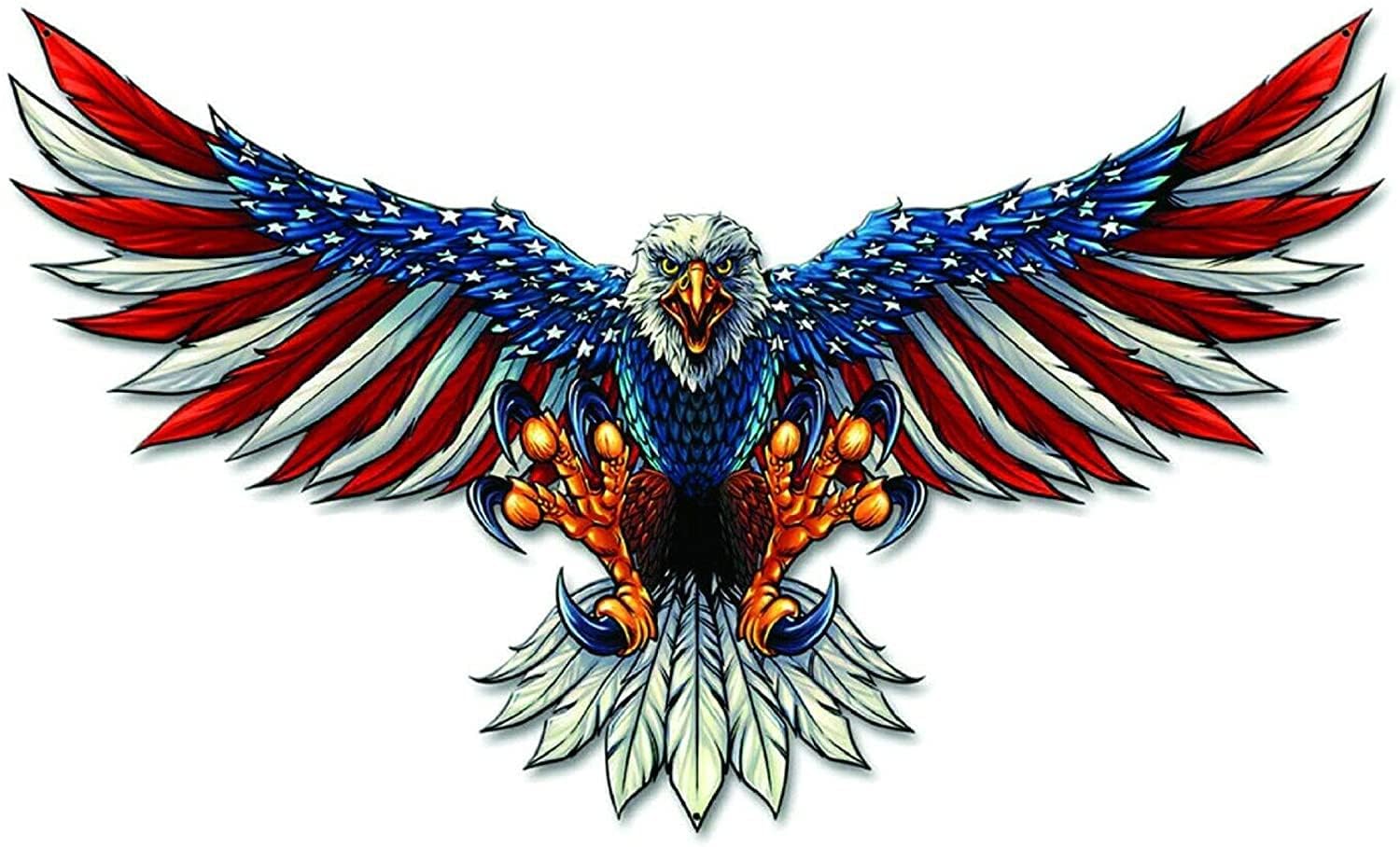 Photo 1 of American Bald Eagle Flag Decal Sticker - 12 Inch - Vinyl Car Truck Bumper Patriotic Waterproof Decal Eagle for Car Truck Trailer SUV Van Outdoor Window Wall Laptop Tablet Cup Glass Any Smooth Surface