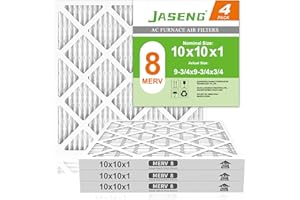 JASENG 10x10x1 Furnace Air Filters 4 Pack, MERV 8 MPR 600 & FPR 5 Filtering, HVAC Air Filter Replacement (exact dimensions: 9 3/4"x9 3/4"x3/4")