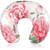 Nursing Pillow Cover, Breastfeeding Pillow Cover Stretchy Removable Feeding Pillowcase for Newborn, Ultra Soft and Comfortable Nursing Pillow Slipcover for Baby Girls Boys, Pink Peony Floral