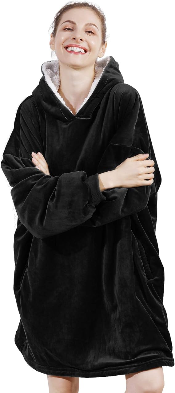 AMYHOMIE Blanket Sweatshirt, Oversized Blanket,Sherpa Hooded Sweatshirt