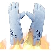 16 "electric welding gloves, Class A cowhide Kevlar thread sewn, 932°F, tear resistant, oven. Grill. Fireplace. Boiler. Stove. Argon arc welding. Wood burning barbecue. Animal handling gloves