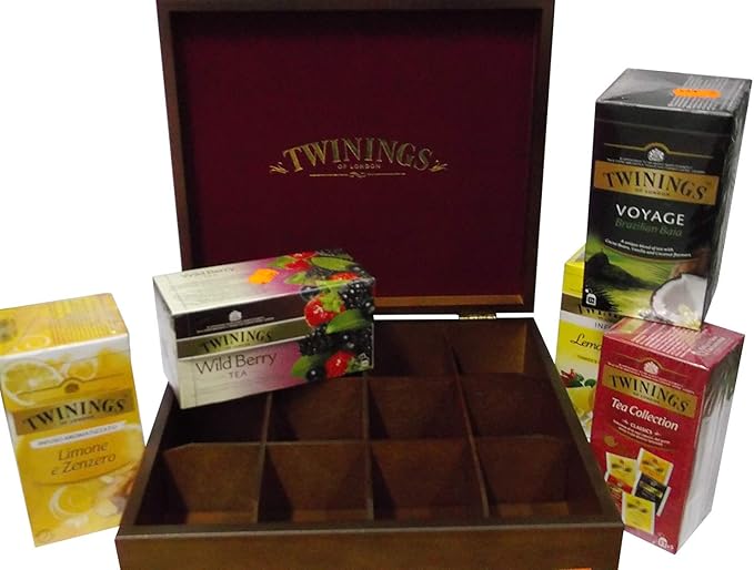 Twinings - Caja de madera con 12 compartimentos (se entrega vacía): Amazon.es: Hogar
