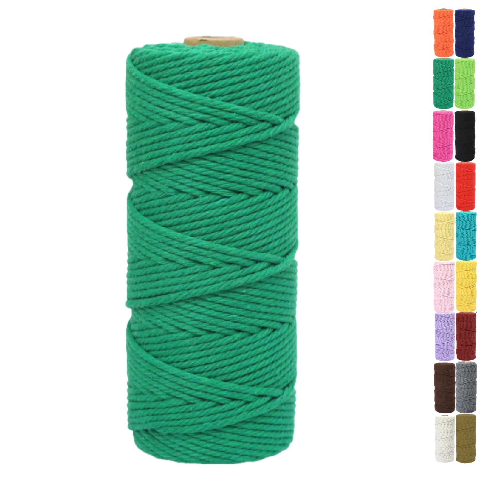 Binwat Natural Macrame Cotton Cord Twine String Colored Cotton Rope Yarn for DIY Crafts Knitting Plant Hangers Christmas Wedding Decor (Green, 2mmx200m)
