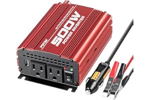 POTEK 500W Car Power Inverter DC 12V to AC 110V with 2AC outlets and 2A USB Port