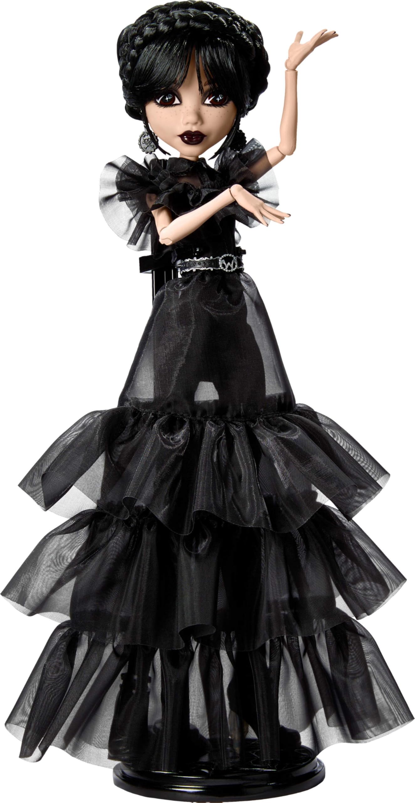 Photo 1 of (DOLL ONLY) (MISSING ACCESSORIES) Monster High Wednesday Doll, Rave’N Wednesday Collectible in Black Gothic Gown Inspired by Dance Scene, Premium Accessories and Doll Stand