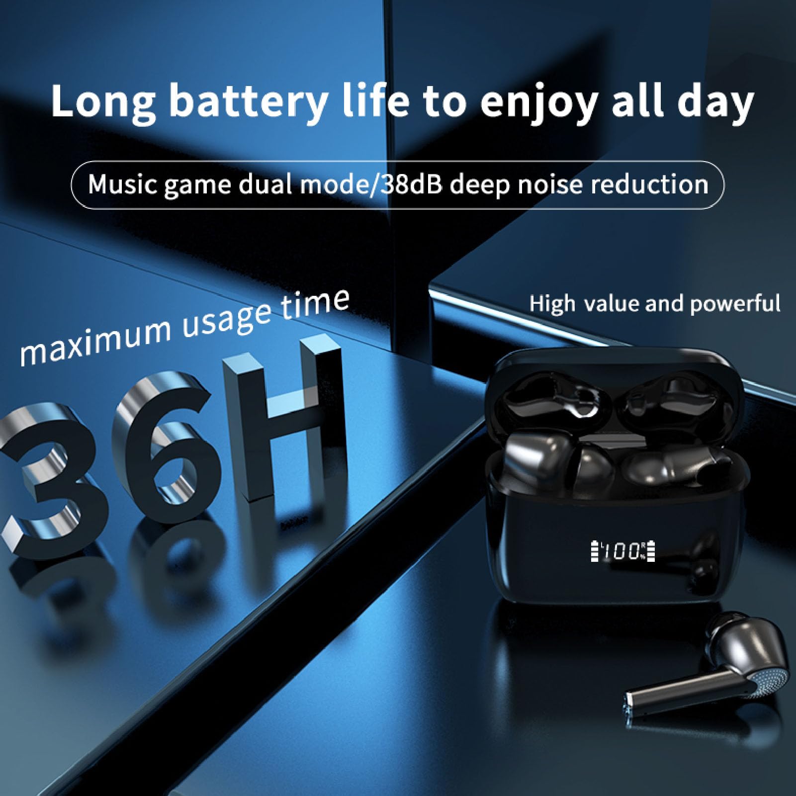 Smart Translator Earbuds - 144 Languages Translation Device for Learning Travel, Bluetooth 5.1 Translator with Noise Reduction, Real Time Translation, Long Lasting Battery (Black)