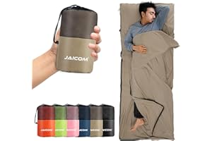 JAICOM Sleeping Bag Liner, Travel Sheets & Adult Sleep Sack, Ultralight and Portable Summer Sleeping Bag - Ideal for Backpacking, Hotels and Hostels, Business Trips, Camping