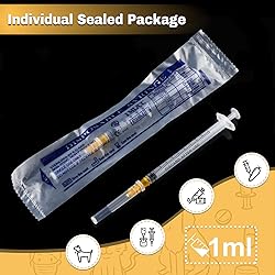 50 Pack 1ml Syringes with Needle-25Ga 1