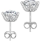 KRKC Moissanite Earrings, Lab Grown Diamond Stud Earrings for Women, 14K Golden Plated Sterling Silver, Bloom Design, 2 Carat D Color VVS1, Hypoallergenic, Gift for Wife, Mom, Her
