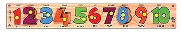 Skillofun Wooden Number Strip Puzzle with Knobs, Multi Color