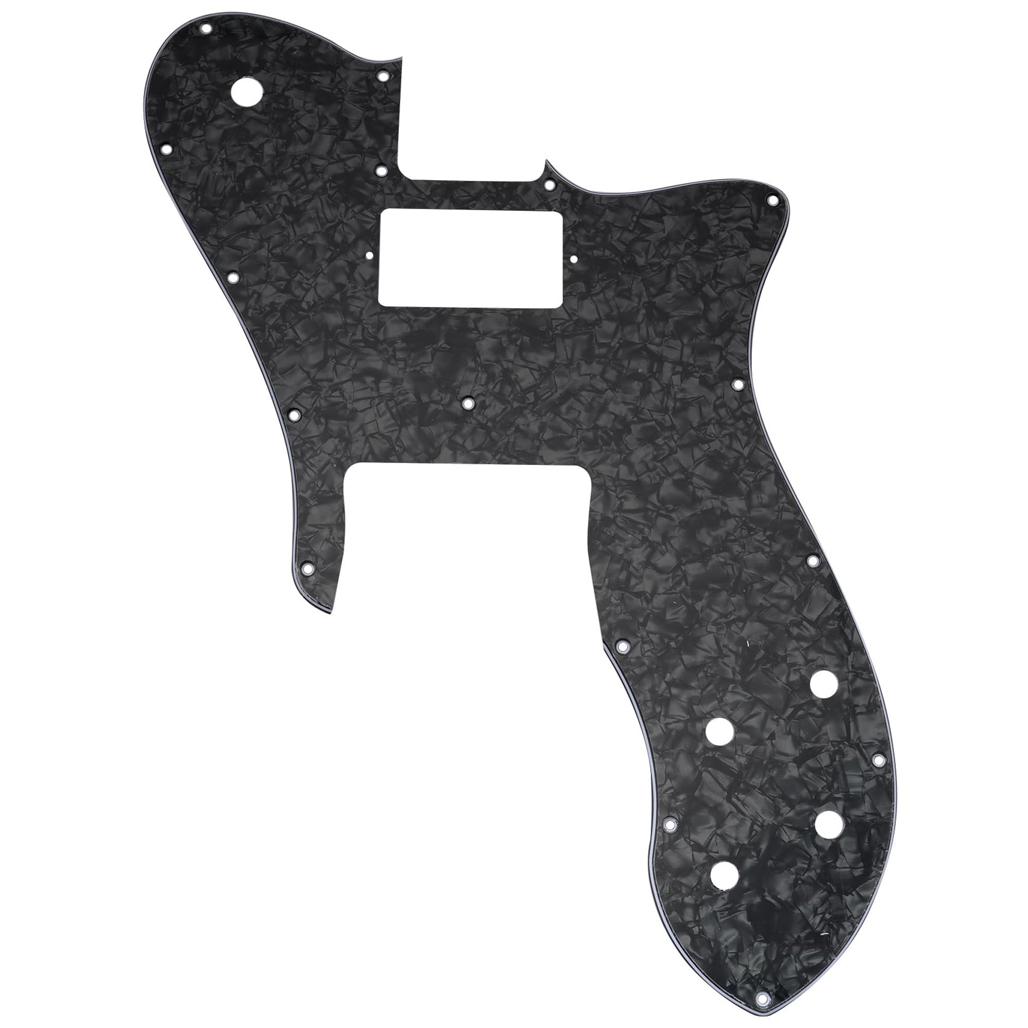 Musiclily Pro 16 Holes Single H Guitar Pickguard For USA/Mexico Fender 72 Tele Custom Style Electric Guitar, 4ply Black Pearl