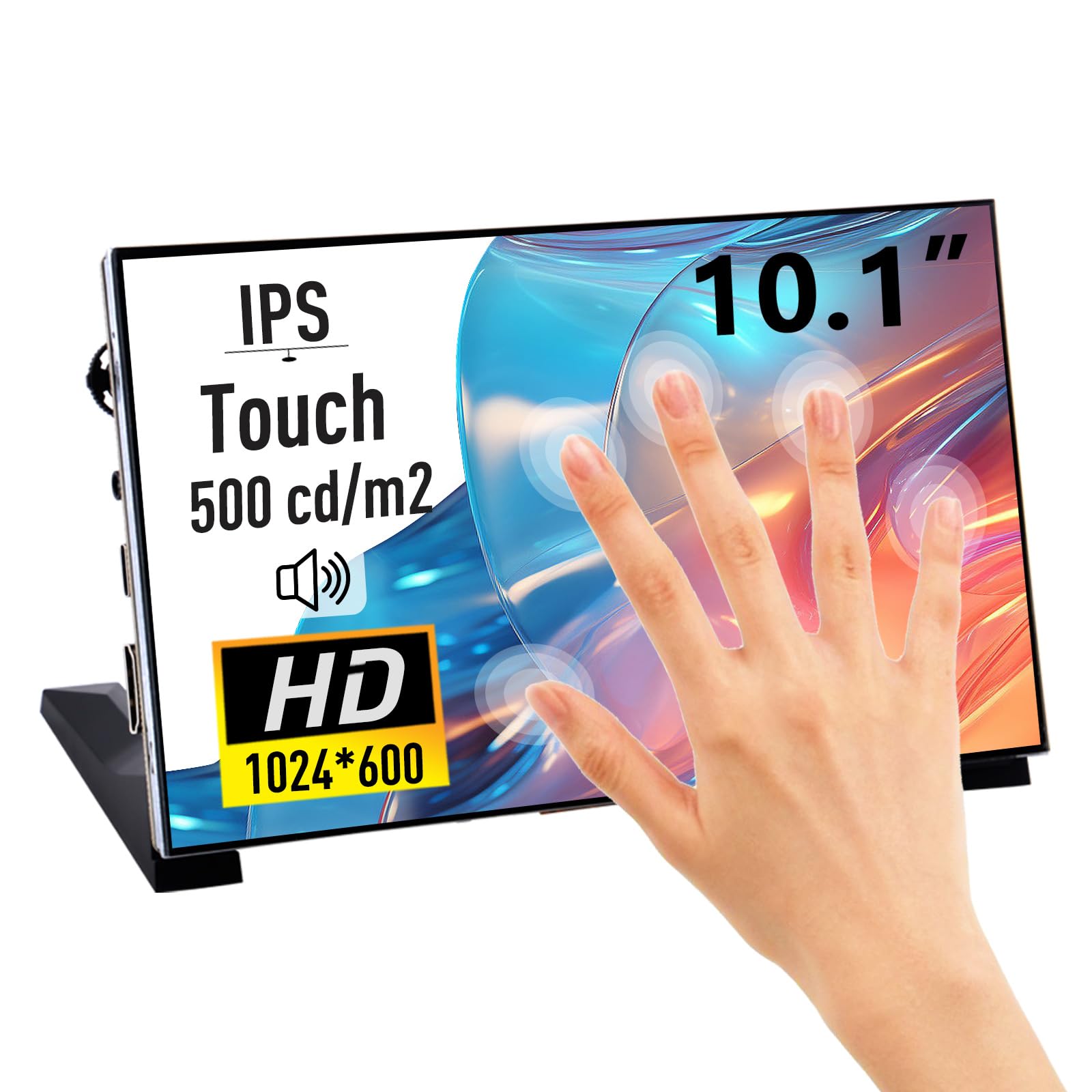 GeeekPi 10.1 Inch Capacitive Touchscreen Monitor for Raspberry Pi,1024x600 IPS LCD Display with Dual-Speakers,HDMI Portable Monitor for Raspberry Pi 5/Pi 4B/3B+/3B/Zero/400,Win11/10/8,BPi M5/M2 Zero