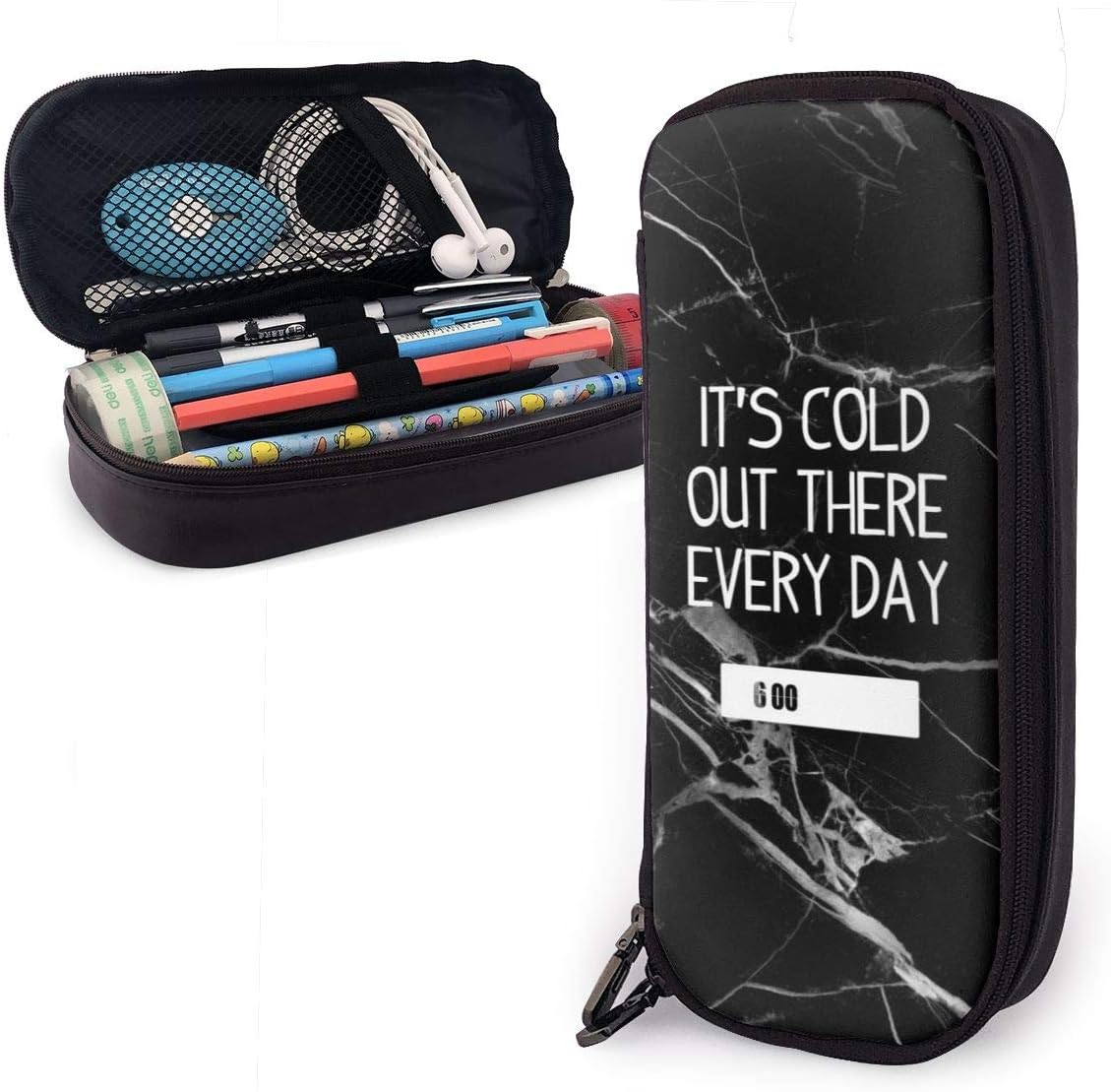 Miami Beach Pu Leather Pencil Case Large Capacity Pen Pouch for School Office