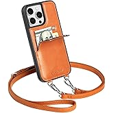 LUCKYCOIN Crossbody Wallet Phone Case for iPhone 15 Pro Max,Genuine Leather Wallet Phone Case with Card Holder,Phone Purse with Adjustable & Removable Strap,Travel Trendy Purses for Women - Brown