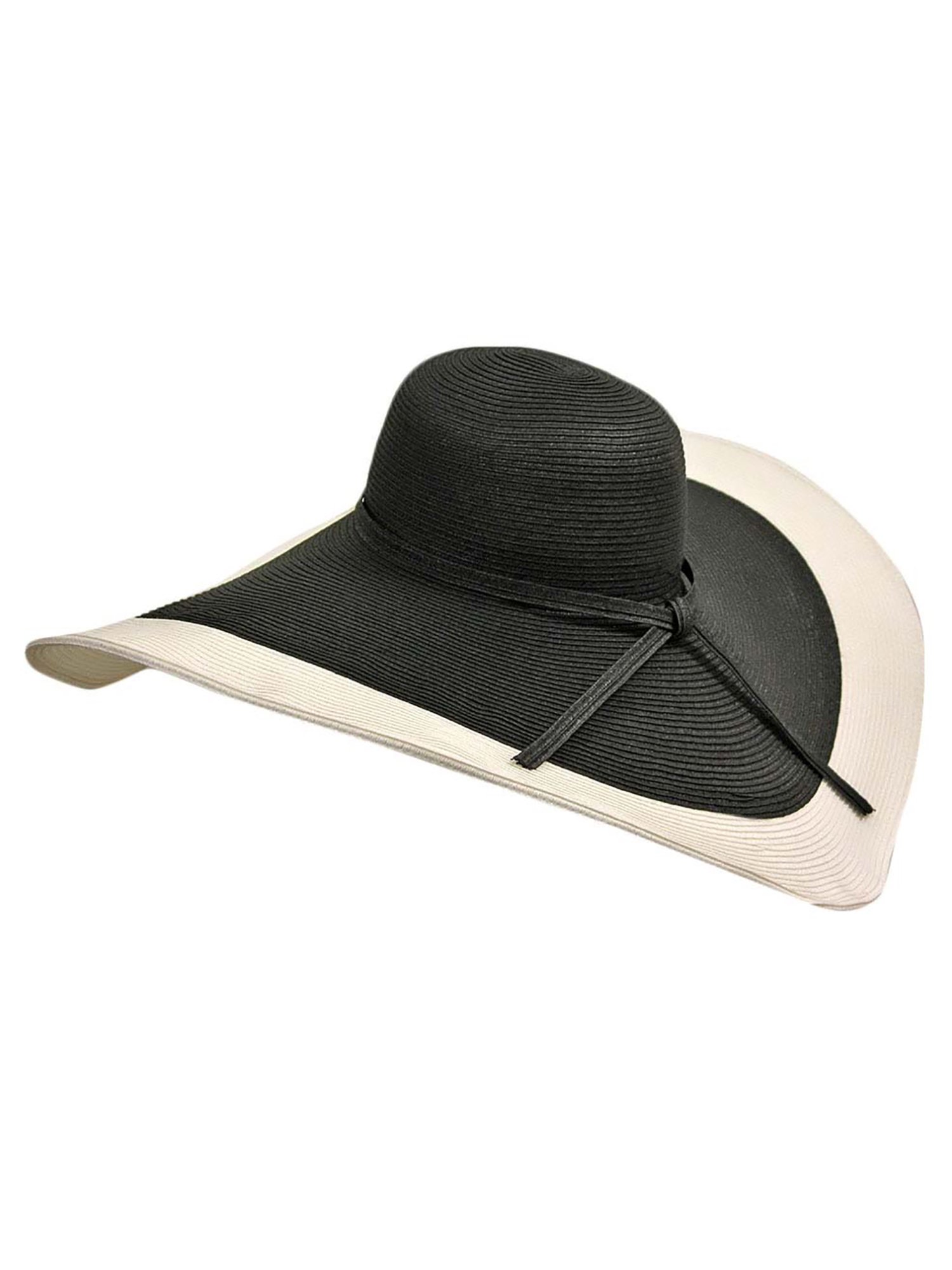 Black \u0026 White Floppy Hat with Wide Brim 