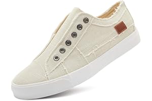 XRH Women's Slip on Shoes Non Slip Fashion Canvas Sneakers Low Top Casual Shoes