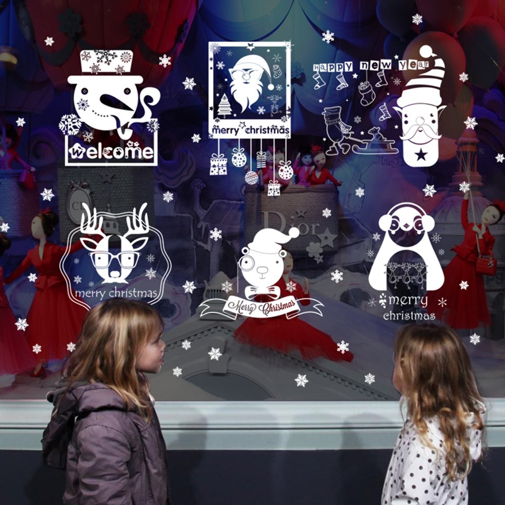 IBEILLI Wall Sticker 4 Pack Wallpaper Removable Big Window Glasses Clings Decal for Christmas New Year(4 Pack)