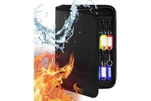 Bdmetals Fireproof and Waterproof Portable Zippered Key Case,12 Key Hooks Key Organizer with Key Tags,Portable Manager Zipper Key Binder for Hotel Executives,Real Estate Sales,Car Service