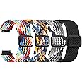 FTYQUEE 4 Pack Braided Stretchy Adjustable Straps 16mm 18mm Quick Release for Women Men,Sport Elastic Nylon Cloth Wristbands Band Width 16mm 18mm