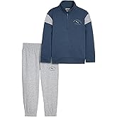 PUMA boys 2 Piece Long Sleeve Fleece Pullover and Jogger Set, Relaxed Fit