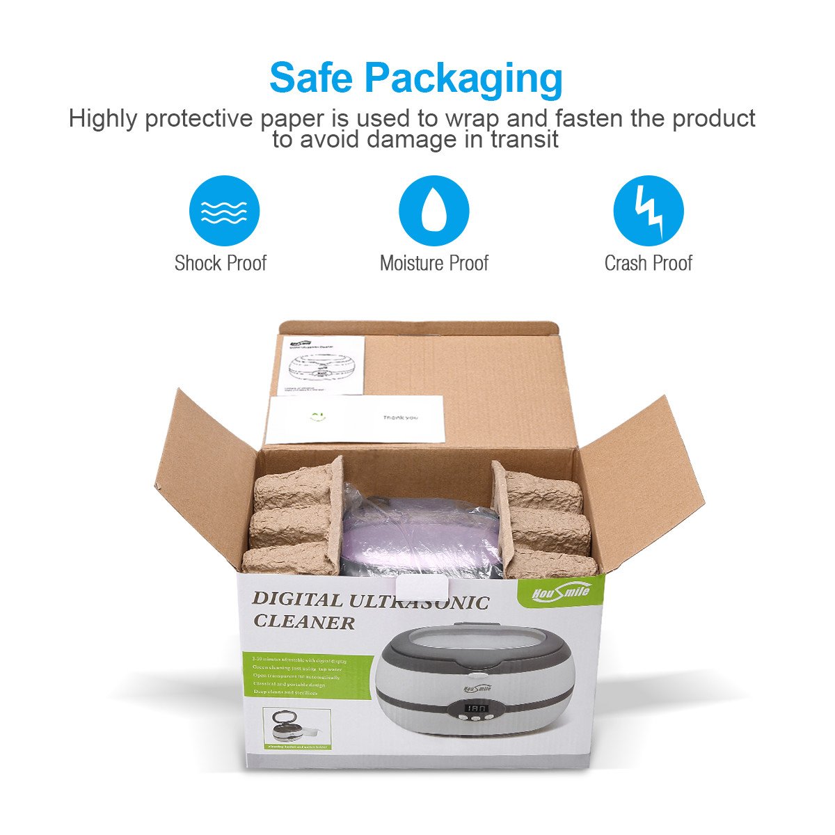 Housmile Ultrasonic Jewelry Cleaner, Glasses Cleaner, Denture Cleaner with Digital Timer and Degas Anti-Oxidation Function for Watch, Glasses, Jewelry