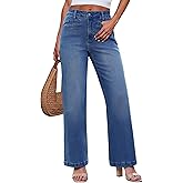 luvamia Wide Leg Jeans for Women Trendy High Waisted Welt Pockets Stretchy Denim Jeans Work Casual Trousers Pants