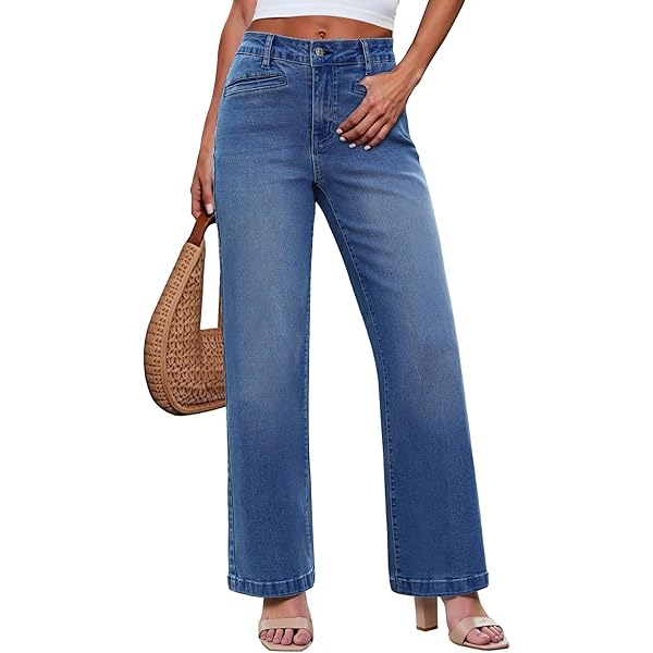 luvamia High Waisted Jeans for Women Blue Pants Women Womens Wide