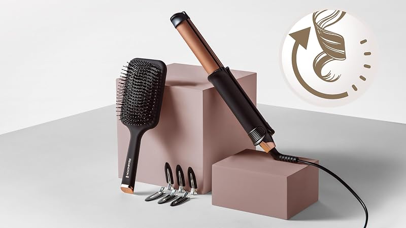 ONE Glätteisen & Lockenstab [2in1 Multistyler] Glätt-/Lockenmodus mit zuschaltbarer beheizter Außenfläche (inkl. Bürste, Klammern, Handschuh, 150-230° digitales Display) Haarglätter S6078