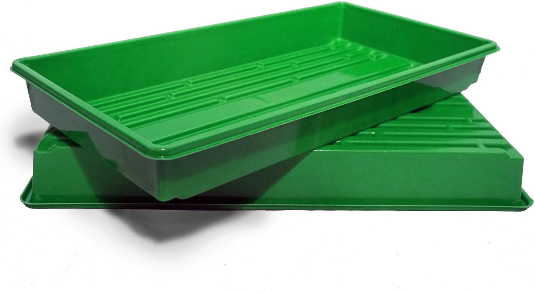 Made in USA, Growing Tray for Garden Seeds, Microgreens, Wheatgrass (No Drain Holes) (20, Green)