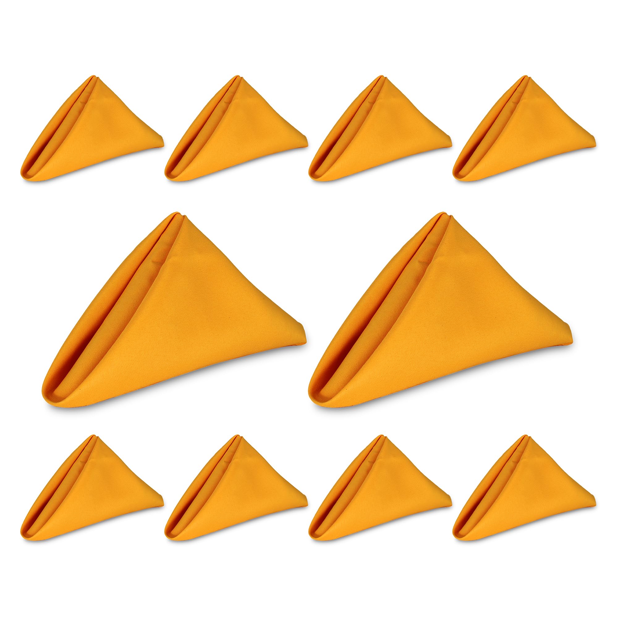 Weddecor 20 Inch Gold Cotton Polyester Table Napkin for Home, Hotel, Dinning, Wedding, Banquet, Party, Events, Hemmed Edges Lightweight & Machine Washable, 10pcs