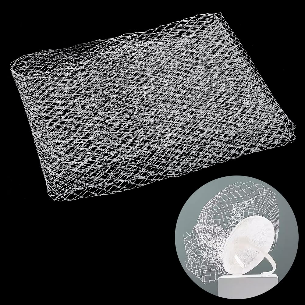 OLYCRAFT 1.1 Yard/1M White Veil Neting Fabrics 420~450mm Wide Bridal Wedding Veil Net Birdcage Veil Netting Fascinator Millinery Netting Fabric Mesh Fabric for Bride's Headdress Veil Making