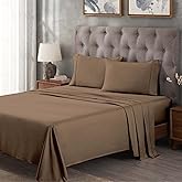 Superior Egyptian Cotton 300 Thread Count Bed Sheet Set, 1 Elastic Deep Pocket Fitted Sheet, 1 Flat Sheet, 2 Pillowcases, Daily Soft Sheets, Luxury, Plush, Home Essentials, King, Taupe