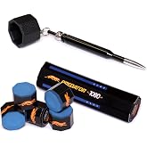 OKKO Octagon Bullet Billiard Pool Cue Chalk Pocket Holder Black + 1 Tube/5 pcs of Predator Chalk