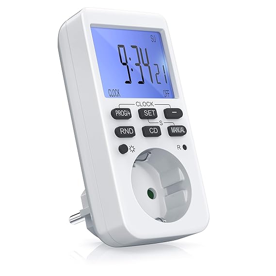 CSL - Zeitschaltuhr digital | mit LCD-Display | 3680W | 10 konfigurierbare Programme | LED-Statusanzeige | Zufallsschaltung |